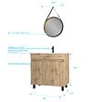 AURLANE - Meuble salle de bain 80x80 -Finition chene naturel + vasque blanche + miroir barber-TIMBER 80-Pack28 - vignette