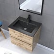 AURLANE - Pack Meuble SDB 60cm suspendu 2 tiroirs Chene_Vasque noire + Miroir - TIMBER 60_Pack07 - vignette