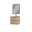AURLANE - Pack Meuble SDB 60cm suspendu 2 tiroirs Chene_Vasque noire + Miroir - TIMBER 60_Pack07 - vignette