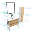 AURLANE - Meuble Salle de Bains 80 cm, Vasque Blanche, Miroir Led et Colonne - Blanc et Chêne - STRUCTURA - vignette