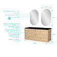 AURLANE - Meuble Salle de Bains 120cm 4 Tiroirs Chêne Naturel + Vasque Noire et Miroirs Ovales - vignette