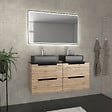 AURLANE - Meuble salle de bains 120cm Chêne et noir, Vasques rectangulaires et Miroir Black Led 120x70 - OMEGA - vignette