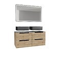 AURLANE - Meuble salle de bains 120cm Chêne et noir, Vasques rectangulaires et Miroir Black Led 120x70 - OMEGA - vignette
