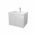 AURLANE - Meuble de salle de bains 60cm a Suspendre Blanc - 2 Portes - Vasque Blanche - ELEMENTARY - vignette