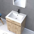 AURLANE - Meuble salle de bain 60x80 - Finition chene naturel - vasque blanche + miroir Led - TIMBER 60 - vignette
