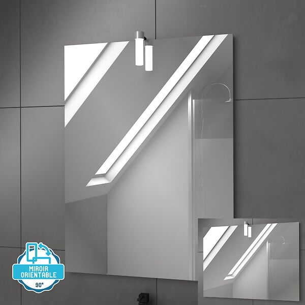 AURLANE - Pack Meuble SDB 60cm sur pieds 3 tiroirs Chene_Vasque blanche + Miroir Led - TIMBER 60_Pack41 - large