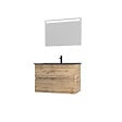 AURLANE - Meuble salle de bain 80x54 - Finition chene naturel + vasque noire + miroir Led - TIMBER 80 - Pack12 - vignette