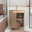 AURLANE - Pack Meuble Salle de Bains 60 cm Chêne Clair, 2 portes avec Vasque Céramique - XENOS - vignette