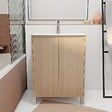 AURLANE - Pack Meuble Salle de Bains 60 cm Chêne Clair, 2 portes avec Vasque Céramique - XENOS - vignette