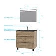 AURLANE - Meuble salle de bains 80cm décor chene naturel 3 tiroirs - Vasque noire et Miroir Led - TIMBER - vignette