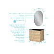 AURLANE - Meuble Salle de Bains 60cm 2 Tiroirs Chêne Naturel + Vasque Noire et Miroir Ovale - vignette