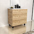 AURLANE - Meuble de salle de bains 80cm 3 Tiroirs_Chêne Naturel + Vasque céramique blanche - TIMBER 80 - vignette