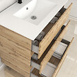 AURLANE - Meuble de salle de bains 80cm 3 Tiroirs_Chêne Naturel + Vasque céramique blanche - TIMBER 80 - vignette