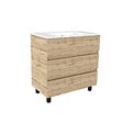 AURLANE - Meuble de salle de bains 80cm 3 Tiroirs_Chêne Naturel + Vasque céramique blanche - TIMBER 80 - vignette