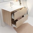 AURLANE - Pack Meuble Salle de Bains 80 cm Chêne Clair, 2 tiroirs avec Vasque Céramique - XENOS - vignette