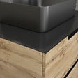AURLANE - Meuble salle de bains 80 cm 2 tiroirs - Chêne et noir - Vasque rectangle - Miroir Led - OMEGA - vignette