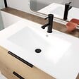 AURLANE - Meuble de Salle de Bains 60cm Suspendu Decor Bois Clair 2 Tiroirs - Vasque Blanche - ELEMENTARY - vignette