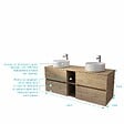 AURLANE - Meuble de Salle de Bains 140 TIMBER Décor Chêne 4 tiroirs et module - Vasques Blanches 36cm - vignette
