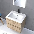 AURLANE - Pack Meuble SDB 60cm suspendu 2 tiroirs Chene_Vasque blanche + Miroir Led - TIMBER 60_Pack10 - vignette