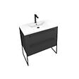 AURLANE - Meuble de salle de bain 80x50cm NOIR MAT - 2 tiroirs Noir mat - vasque blanche - STRUCTURA P054 - vignette