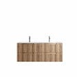 AURLANE - Meuble de Salle de Bains LEON 120cm Décor Bois - 4 Tiroirs en MDF Ondulés - Vasque à encastrer - vignette