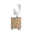 AURLANE - Meuble salle de bain 60x80 - Finition chene naturel + vasque noire + miroir Led - TIMBER 60 - Pack19 - vignette