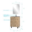 AURLANE - Meuble salle de bain 60x80 - Finition chene naturel + vasque noire + miroir Led - TIMBER 60 - Pack19 - vignette