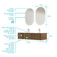 AURLANE - Meuble Salle de Bains YUKI 120 2 Tiroirs Décor Chêne et Noir - Vasque Blanche - Miroirs Ovales 50x80 - vignette