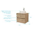 AURLANE - Meuble Salle de Bains 80cm 2 Tiroirs Chêne Naturel + Vasque Ronde Diamètre 41cm en Céramique Blanche - vignette