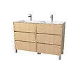 AURLANE - Pack Meuble Salle de Bains 120 cm Chêne Clair, 6 tiroirs avec Vasque Céramique - XENOS - vignette