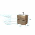 AURLANE - Meuble de salle de bains 50 cm TIMBER - Décor Chêne Naturel 2 tiroirs avec Vasque blanche - vignette