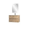 AURLANE - Pack Meuble SDB 80cm suspendu 2 tiroirs Chene_Vasque blanche + Miroir Led - TIMBER 80_Pack37 - vignette