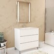 AURLANE - Pack Meuble Salle de Bains 80cm Blanc 3 Tiroirs, Vasque, Miroir 60x80 à Leds intégrées - XENOS - vignette