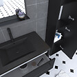 AURLANE - Pack meuble de salle de bain 80x50 cm Noir - 2 tiroirs - vasque noire - miroir - colonne suspendu - vignette