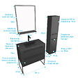 AURLANE - Pack meuble de salle de bain 80x50 cm Noir - 2 tiroirs - vasque noire - miroir - colonne suspendu - vignette