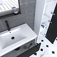 AURLANE - Meuble Salle de Bains 80 cm, Vasque Blanche, Miroir Led et Colonne - Blanc et Noir - STRUCTURA - vignette