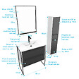 AURLANE - Meuble Salle de Bains 80 cm, Vasque Blanche, Miroir Led et Colonne - Blanc et Noir - STRUCTURA - vignette