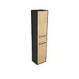 AURLANE - Colonne de salle de bain noir mat 30x35x150cm 2 portes chêne naturel poignées noir mat - STRUCTURA - vignette