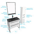 AURLANE - Meuble de salle de bain 80x50 cm - 2 tiroirs blanc - vasque resine noir effet pierre + colonne - vignette