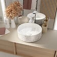 AURLANE - VASQUE TERRAZZO GRIS - Diam 35cm x 12cm - RONDE EN CERAMIQUE BLANC MAT - vignette
