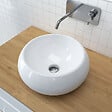 AURLANE - Vasque à poser en céramique blanche ronde - 40x15cm - POP BOWL - vignette