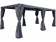 HABITAT ET JARDIN - Pergola bioclimatique en aluminium avec rideau et moustiquaire "Kensington" - 3 x 5 m - Gris - vignette