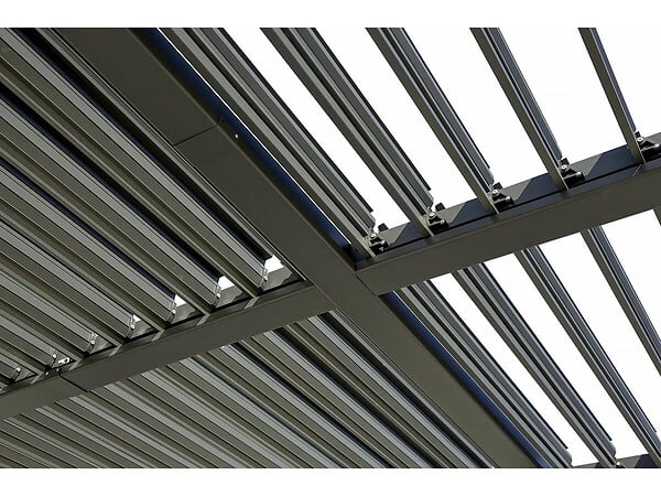 HABITAT ET JARDIN - Pergola bioclimatique avec store en aluminium "Kensington" - 3 x 5 m - Gris - large