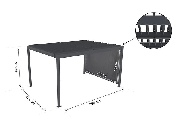 HABITAT ET JARDIN - Pergola bioclimatique avec store en aluminium "Windsor" - 3 x 4 m - Gris - large