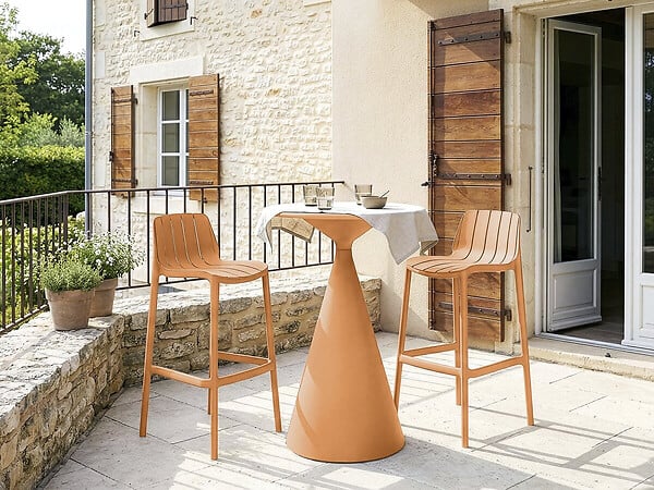 HABITAT ET JARDIN - Table haute bistro de jardin ⌀80 cm "Néora" - Orange - large