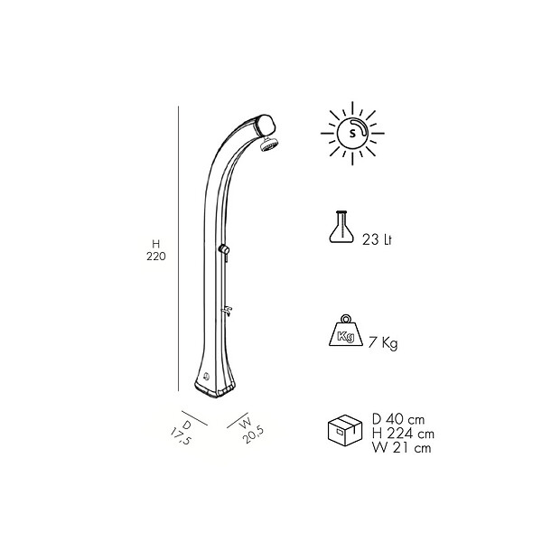 ARKEMA DESIGN - Arkema Design Happy - Douche solaire pour piscine avec lave-pieds, anthracite (H120/7016) - large