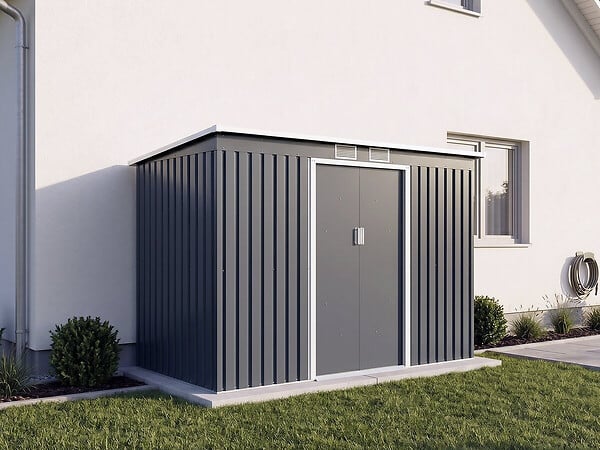 HABITAT ET JARDIN - Abri de jardin en métal avec toit monopente "Orlando" - 3,64 m² - Gris - large