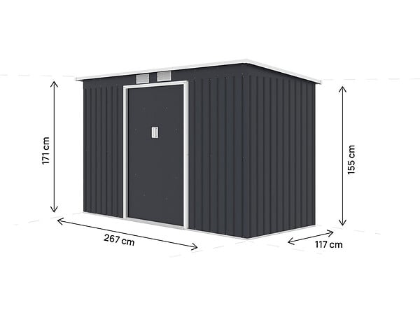 HABITAT ET JARDIN - Abri de jardin en métal avec toit monopente "Orlando" - 3,64 m² - Gris - large
