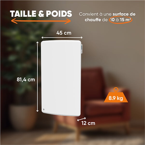 BESTHERM - Radiateur électrique fixe à inertie sèche céramique - BESTHERM - ARIA 2000W  - vertical blanc - large