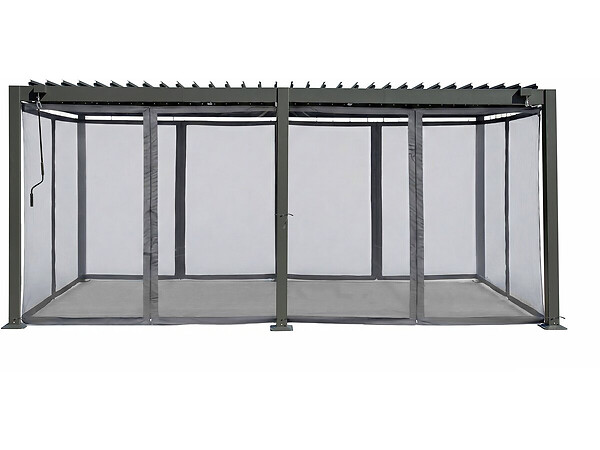 HABITAT ET JARDIN - Rideau pour pergola bioclimatique "Kensington" - 3 x 6 m - Gris - large